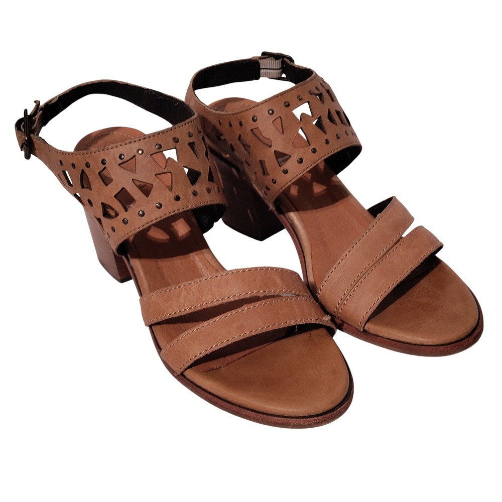 Ariat Tan Leather Studded Block Heel Sandals 10015452 Womens 8B